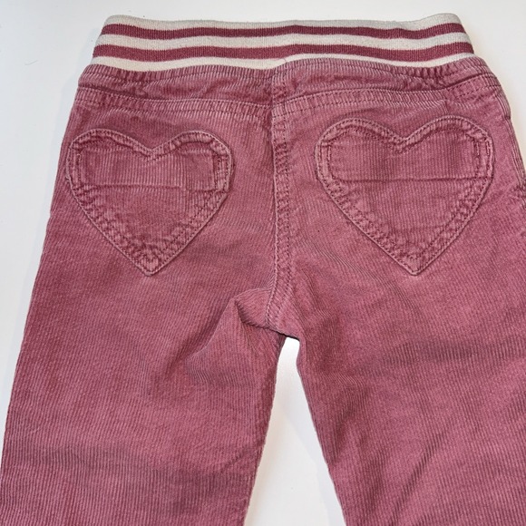 Mini Boden Corduroy Pants Girls 7Y Pink Heart Knees Adjustable Drawstring - Picture 5 of 7